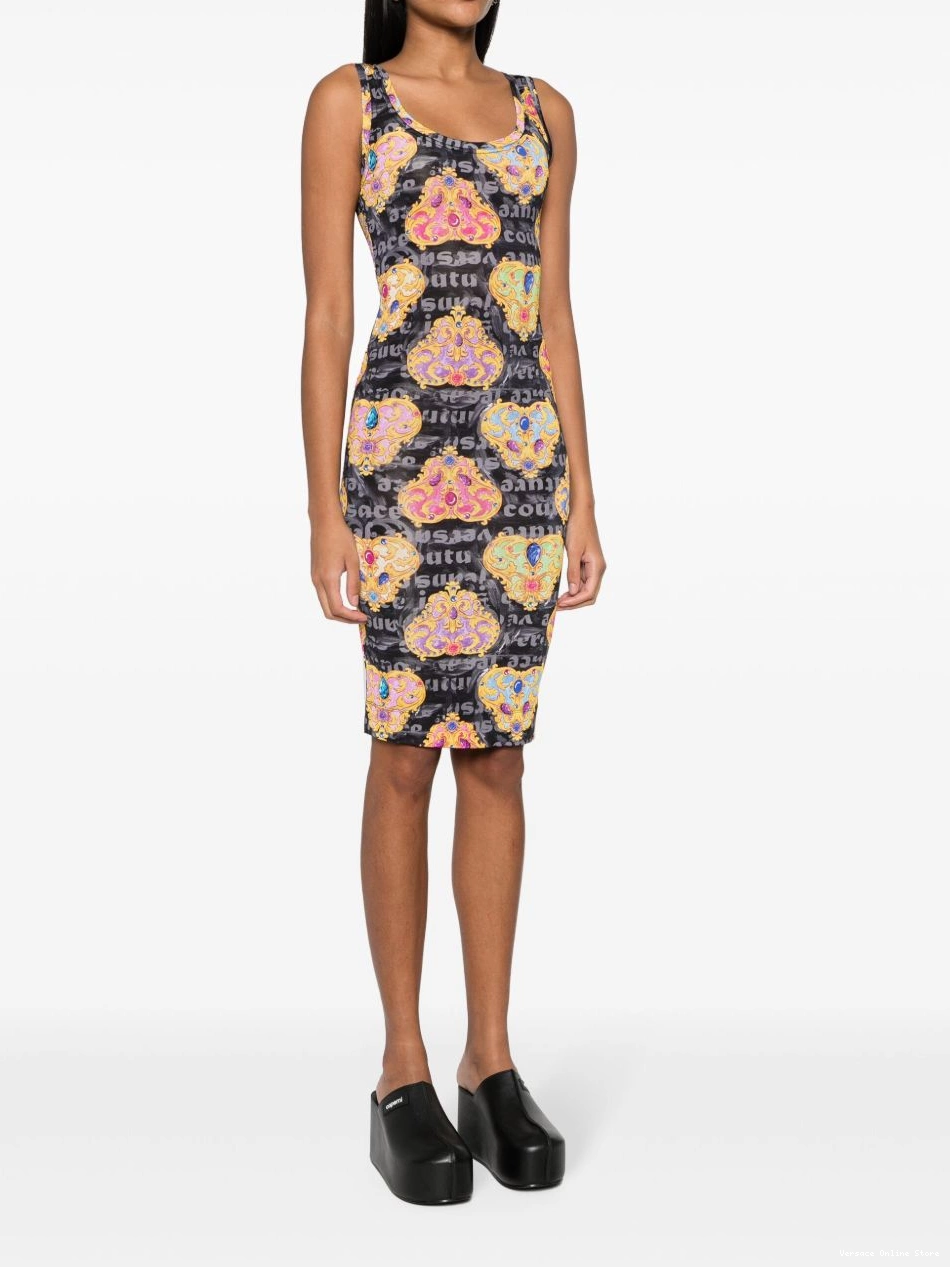 Affordable Couture Women Jeans Versace Heart-Couture-print jersey dress 0710